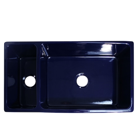 Whitehaus Large Rvrsbl Sink And Small Bowl W/ 2-1/2 Lip On Both Sides, Blu WHQDB542-BLUE